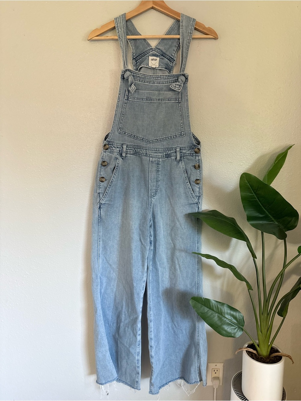 Aerie Light Wash Denim Overalls - Women Jeans